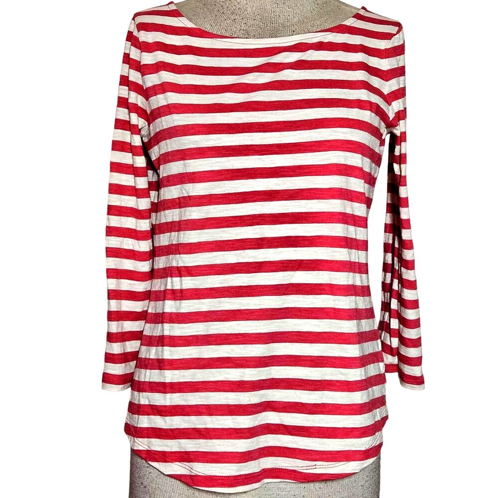 Banana Republic Striped Cotton Scoop Neck Top Size Small